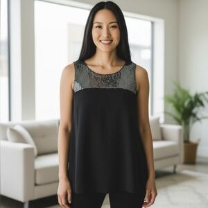 Narciso Rodriguez for DesigNation Black Sequin Tank Top Size L